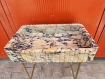 Calacatta Viola Mermer Fluted Tezgah Üstü Lavabo