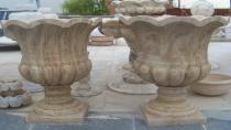 Oluklu Traverten Saksı