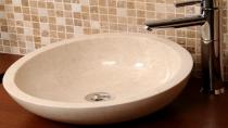 Yarım Kesik Bej Mermer Lavabo & Evye
