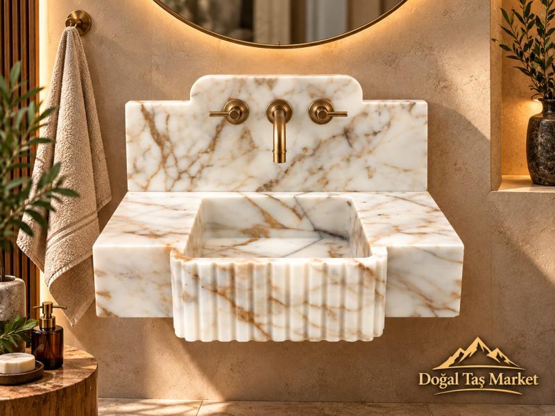 Calacatta Gold Mermer Lavabo - Banyo Lavabosu