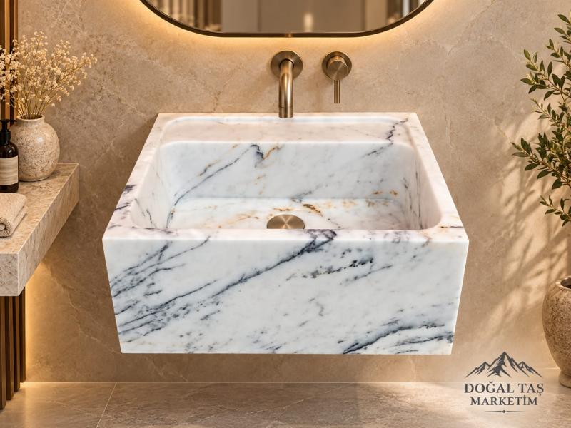 Lilac Mermer Lavabo Banyu Mutfak Lavabosu