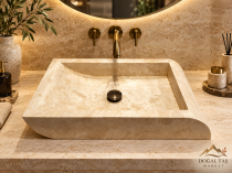 Traveten Lavabo - İçi Yay Banyo Lavabosu 